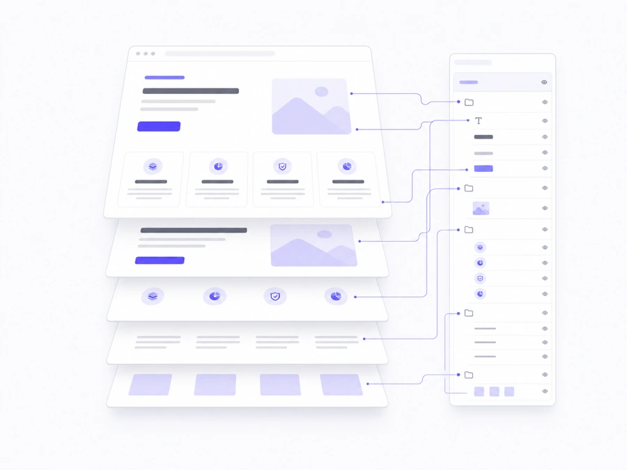 Page elements organized into clearly structured, editable layers