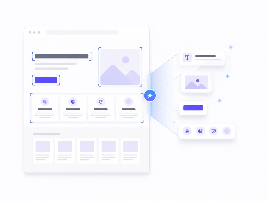 AI scans a page and recognizes its text, images, and layout